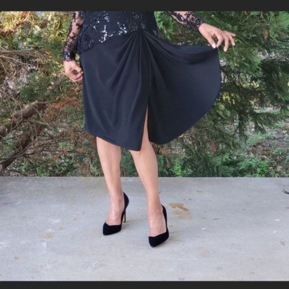 Lillie Rubin Black American Vintage Evening Sequin Dress Size 8 - Picture 3 of 9